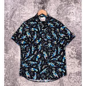 Chubbies Polo Shirt Medium Mens Neon Dinosaur Dino Graphic